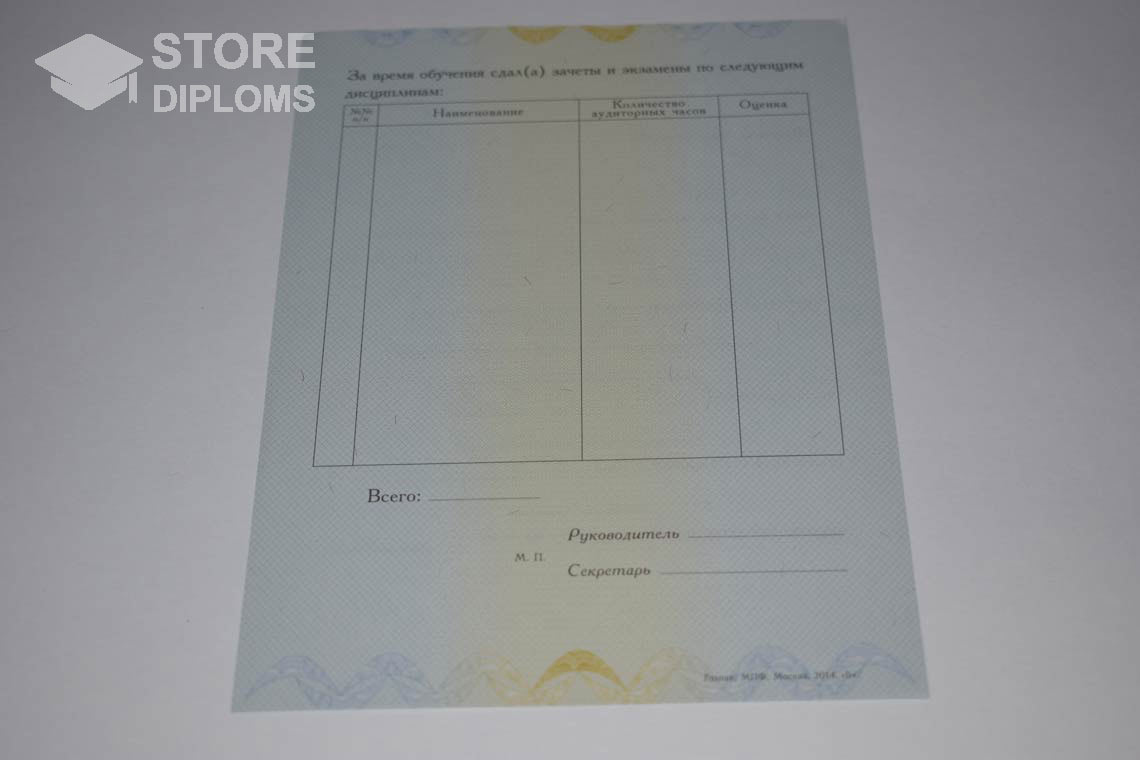 Приложение к Диплому о Переподготовке период выдачи 2014-2025  Новокуйбышевск